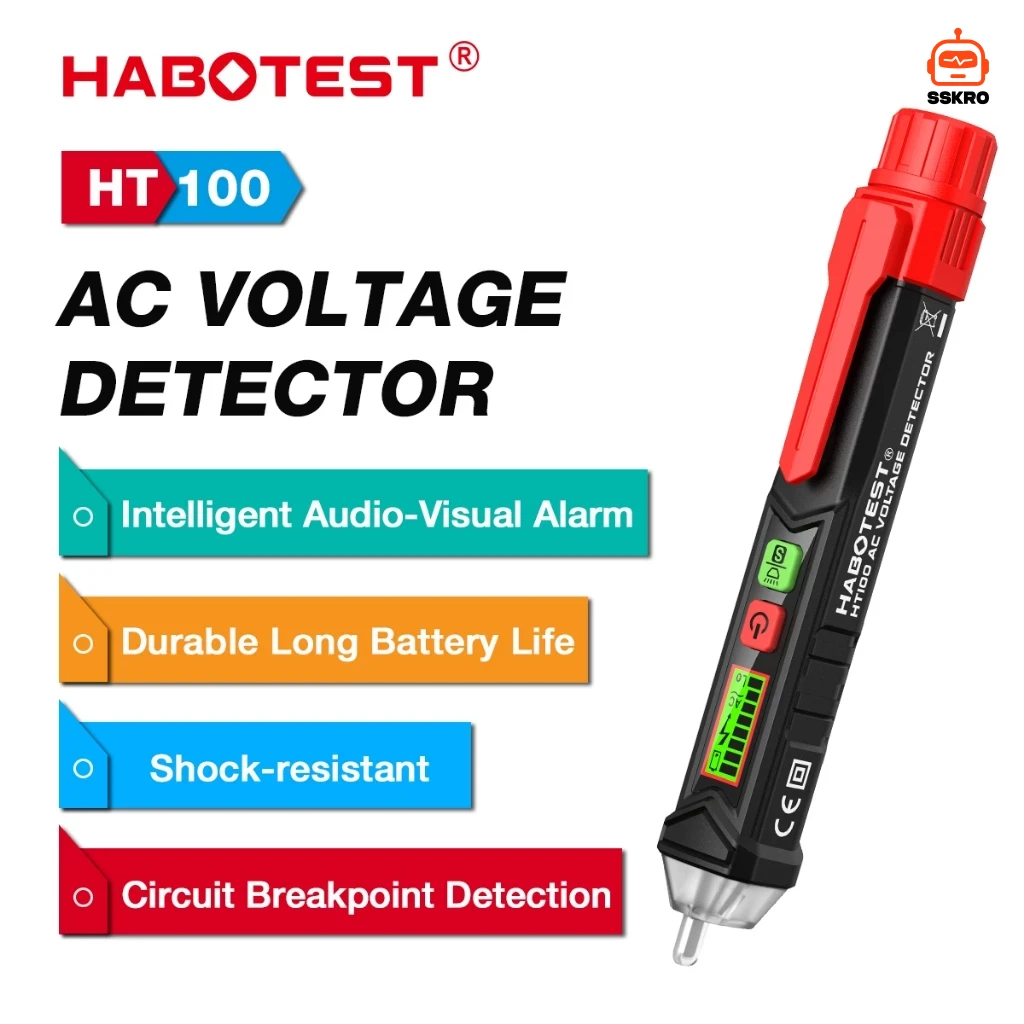 HABOTEST HT100 ปากกาทดสอบแรงดันไฟฟ้ากระแสสลับ (AC Voltage Detector)
