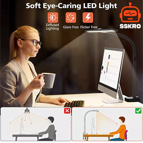 36Watt 2400LM โคมไฟตั้งโต๊ะ LED พร้อมแคลมป์ Touch And Tomote control ไฟสำนักงานขนาดใหญ่ Bright Auto Dimming สำหรับ Workbench Studio โต๊ะทำงาน จอมอนิเตอร์ คอมพิวเตอร์ สถาปนิ รุ่น/รหัส DL-H01 รูปที่ 12