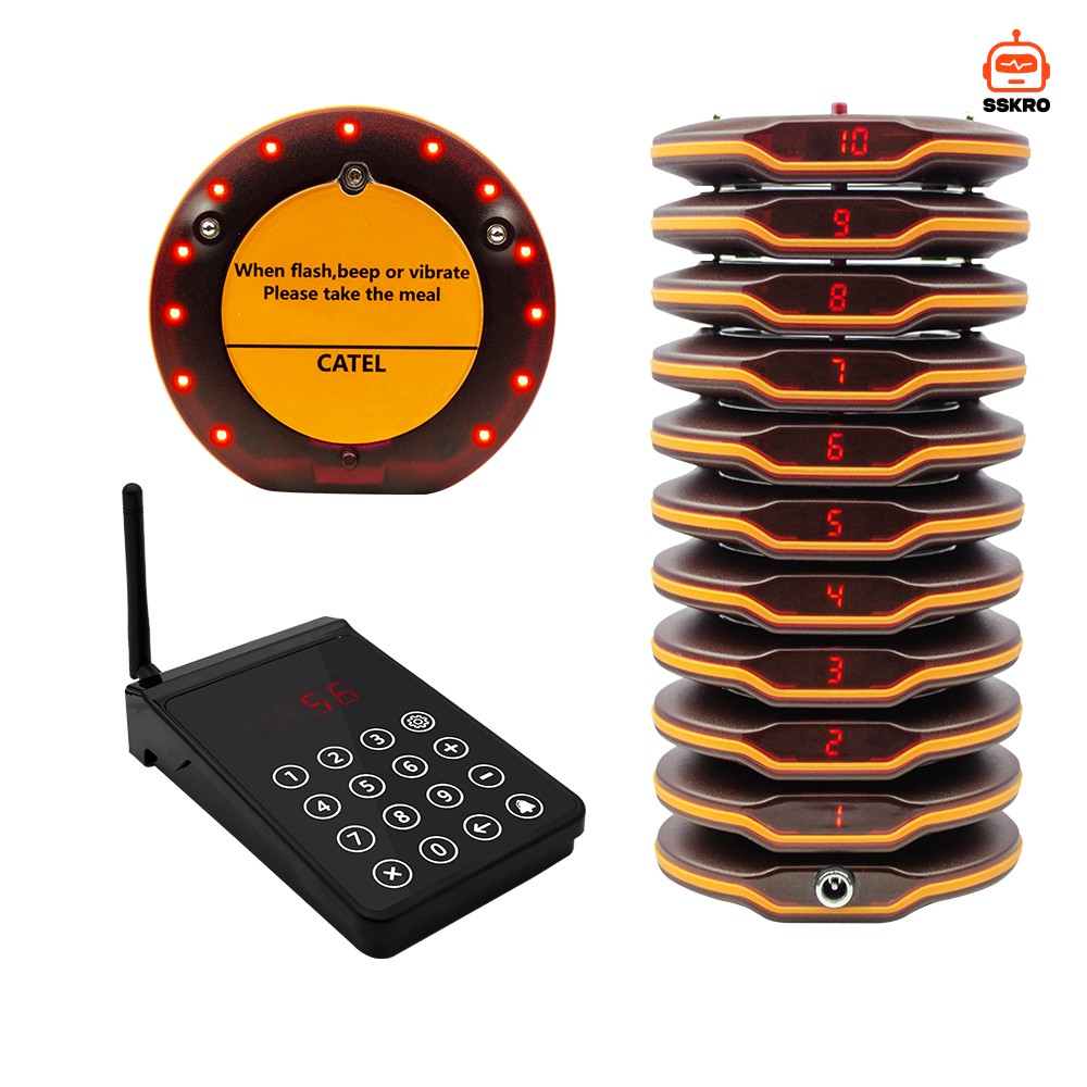CATEL CTP206 30คิว ระบบเรียกเพจเจอร์กันน้ำ สำหรับร้านอาหาร ระบบเรียกเพจเจอร์แบบสั่น พร้อมเสียงบี๊ป เหมาะสำหรับร้านอาหารฟาสต์ฟู้ด รถขายอาหาร โรงแรม โบสถ์ สถานรับเลี้ยงเด็ก ระบบเรียกไร้สายสำหรับร้านอาหาร โรงแรม บาร์ ร้านกาแฟ และรถขายอาหาร รุ่น/รหัส CTP206 รูปที่ 1