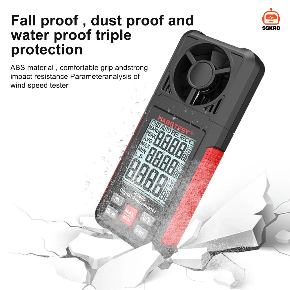 HABOTEST HT605 เครื่องวัดความเร็วลมดิจิทัลขนาดพกพา (Digital Anemometer) รุ่น/รหัส HT605 รูปที่ 5