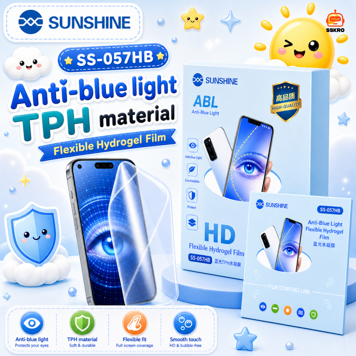 ฟิล์มไฮโดรเจล TPH บางเพียง สั่งตัดตามรุ่น มือถือ นาฬิกา เกมพกพา ด้านหน้า-หลัง รุ่น/รหัส SS-057H รูปที่ 6